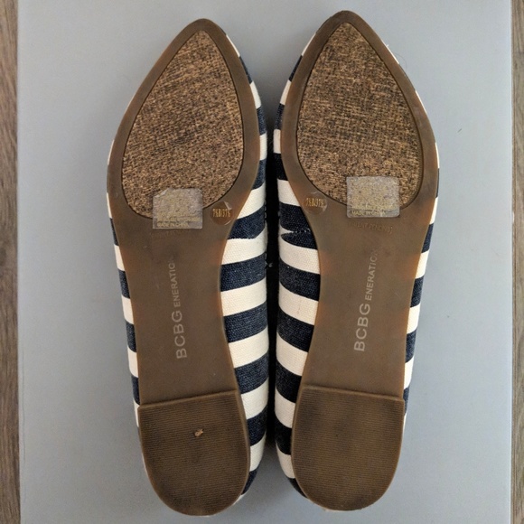 BCBGeneration Blue/Off-White Stripe Flats - Picture 6 of 6